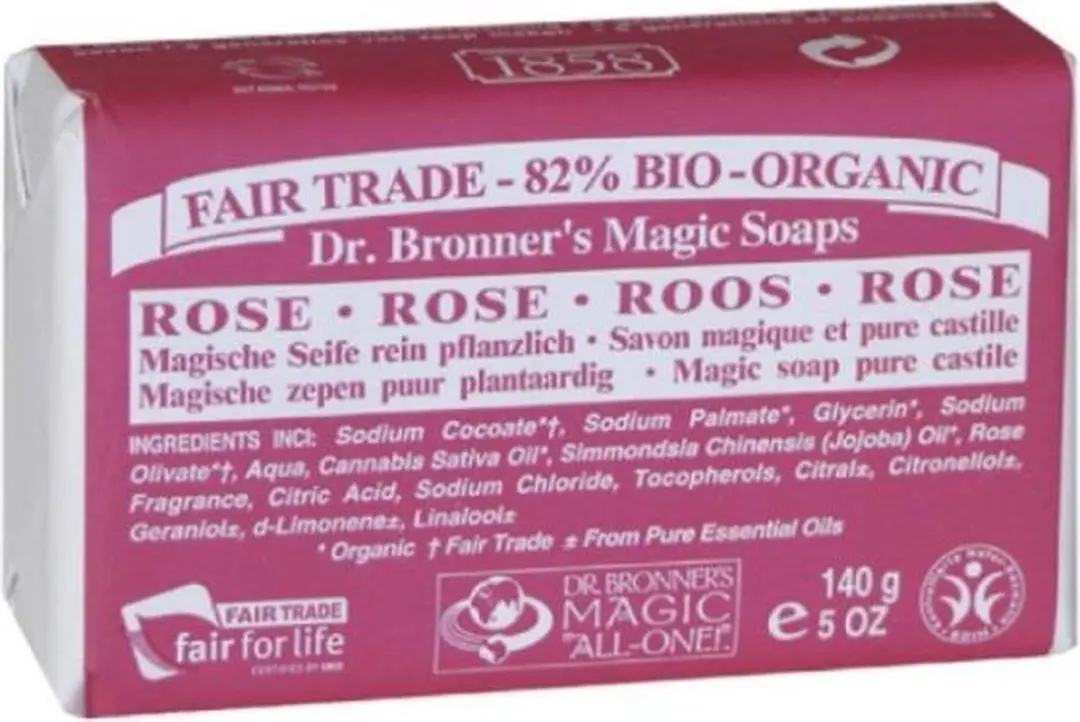 Dr. Bronner's Rose Zeep 140g - afbeelding 6 van 6
