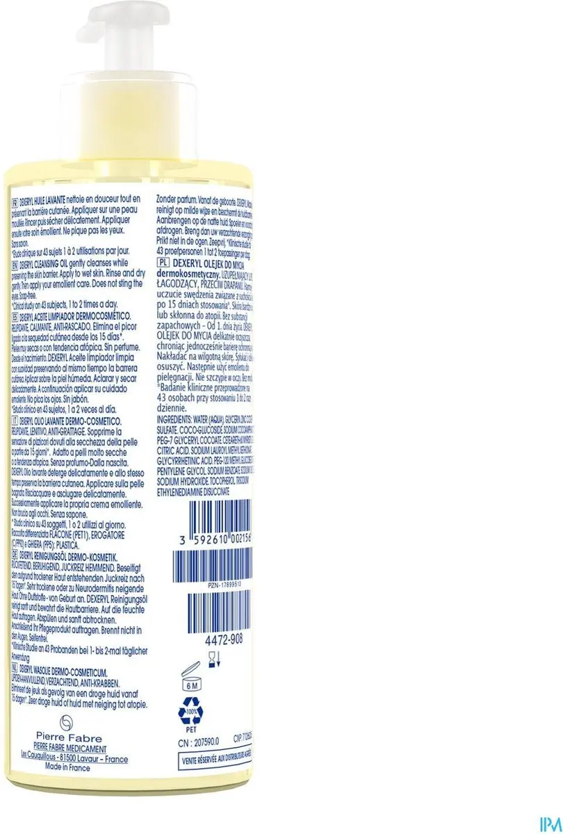 Dexeryl Lichaamsolie Droge Huid 500ml