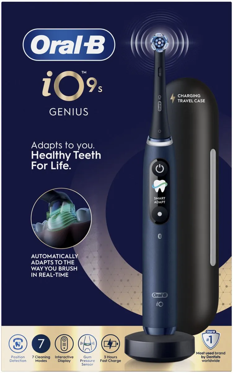 Oral-B iO 9 Elektrische Tandenborstel - Blauw - 2 Opzetborstels - afbeelding 6 van 6