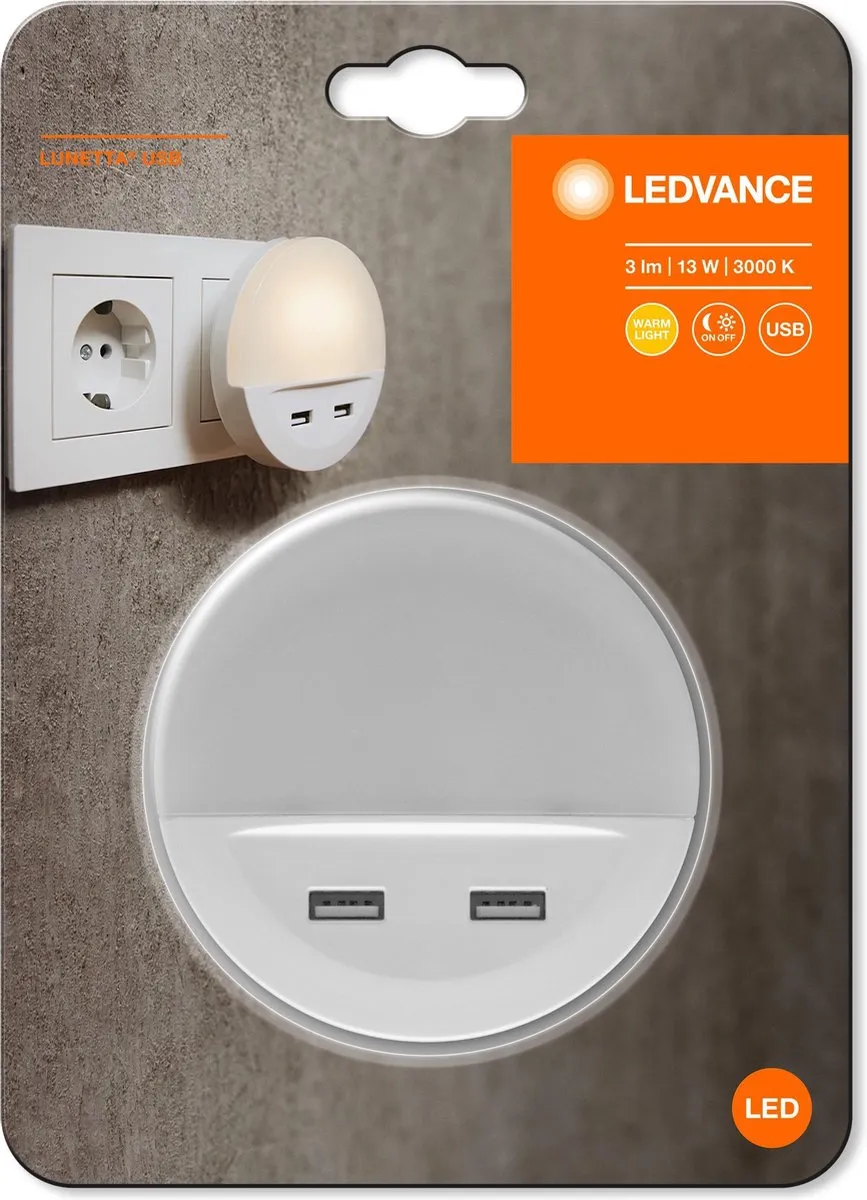 LEDVANCE Lunetta USB Nachtlicht 13W - Warmwit 3000K