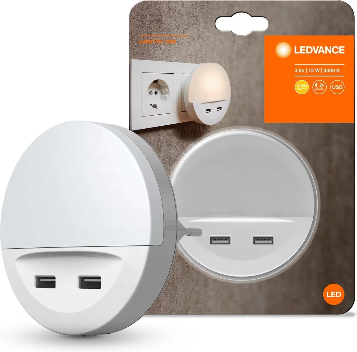 LEDVANCE Lunetta USB Nachtlicht 13W - Warmwit 3000K