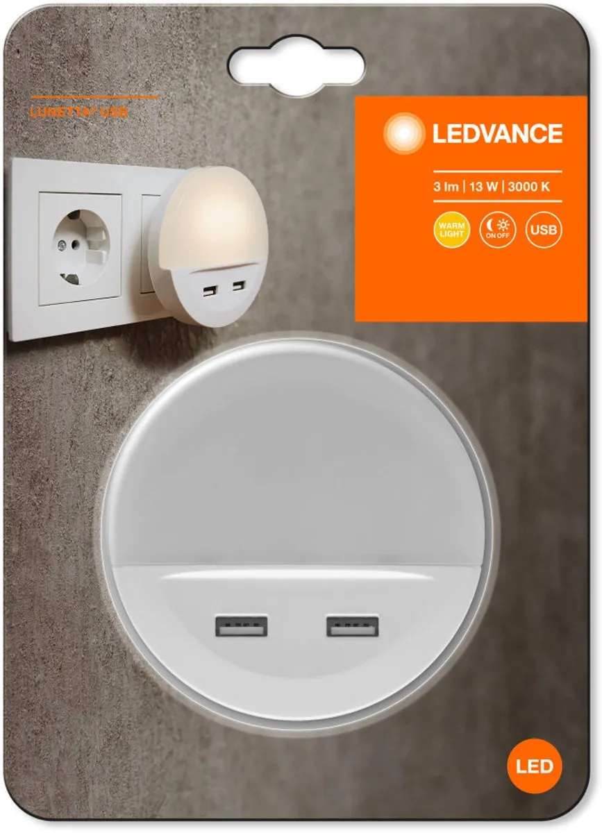 LEDVANCE Lunetta USB Nachtlicht 13W - Warmwit 3000K