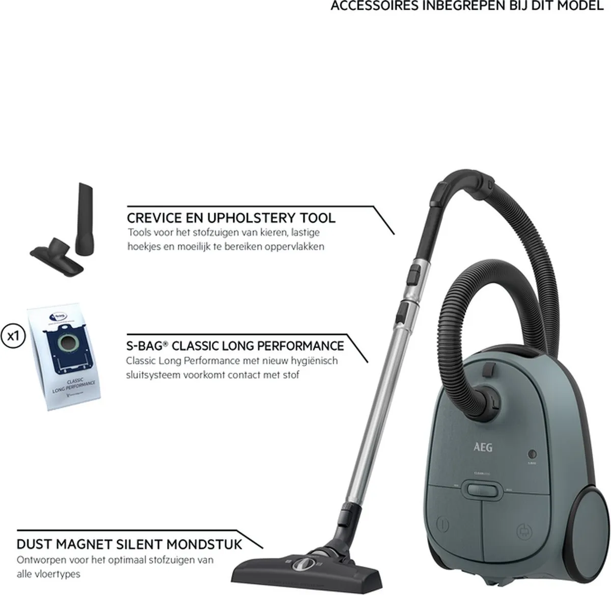 AEG AB61C1OG Clean 6000 Stofzuiger - 650W - 3,5L - Ocean Green
