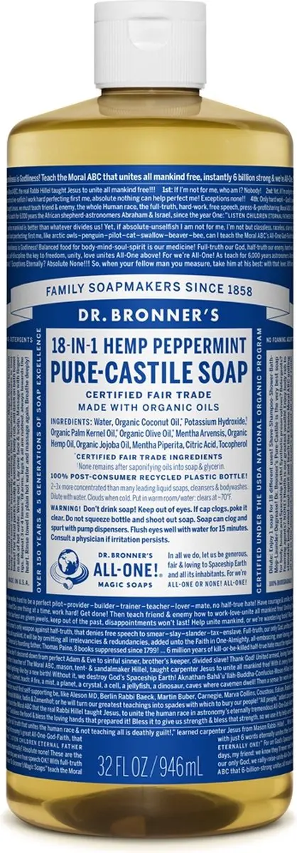 Dr. Bronner's Magic Pure Castile Zeep Pepermunt 945ml