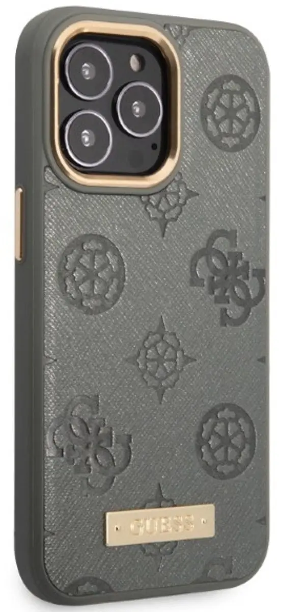 Guess Peony Logo Plate iPhone 13 Pro Max Hoesje - Grijs - MagSafe - afbeelding 6 van 6