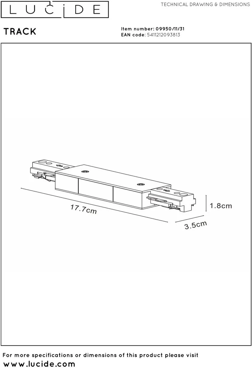 Lucide TRACK Startvoeding 1-fase railsysteem - Wit