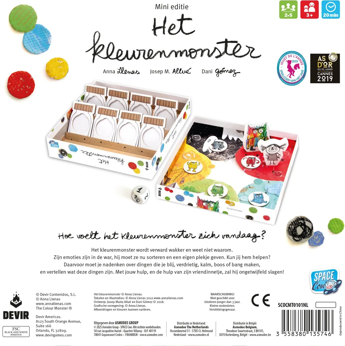 Asmodee Het Kleurenmonster Mini Editie Bordspel - 3+