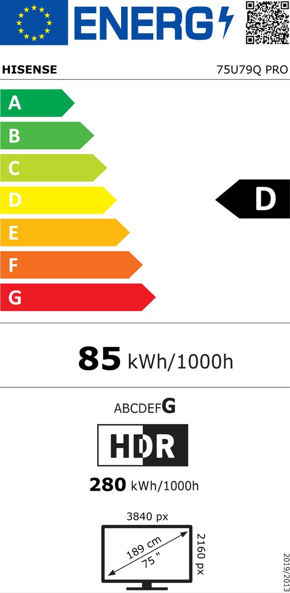 Hisense U7Q PRO 75U79Q PRO tv 190,5 cm (75") 4K Ultra HD Smart TV Wifi Zwart