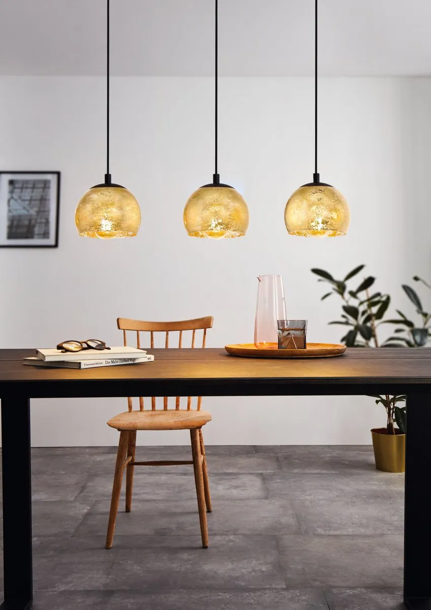 Eglo Albaraccin Hanglamp 78cm - 5 Lichtpunten - Zwart/Goud - afbeelding 6 van 6