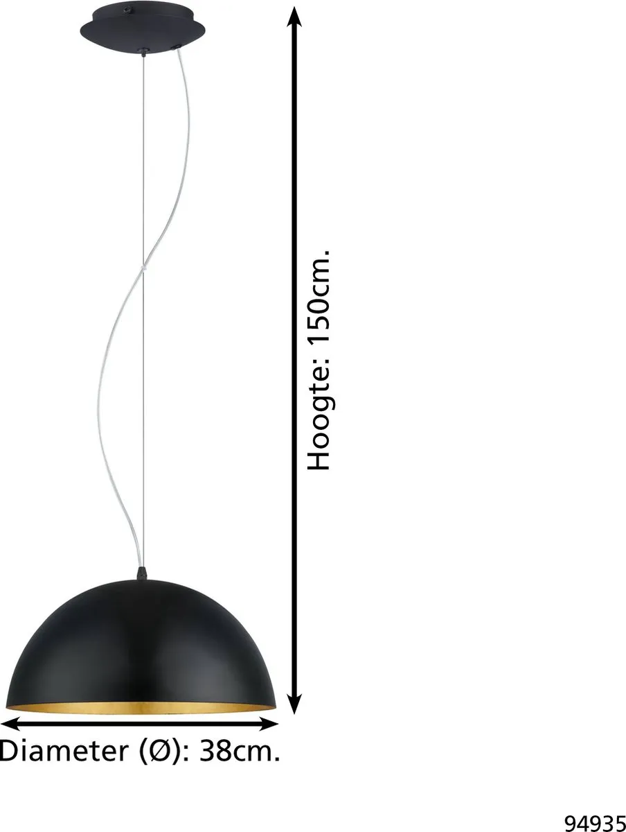 Eglo Gaetano Hanglamp E27 - Ø38cm - Zwart/Goud
