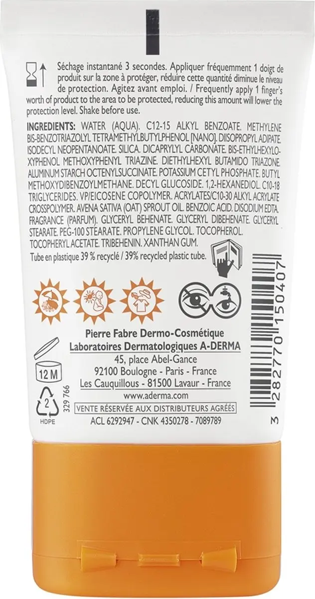 A-Derma Onzichtbare Zonnefluide Gezicht 30ml