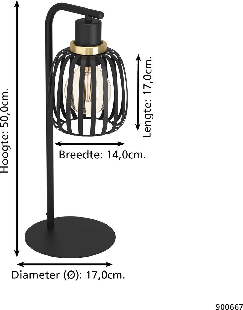 Eglo Pocicas Tafellamp E27 - 50 cm - Zwart/Goud