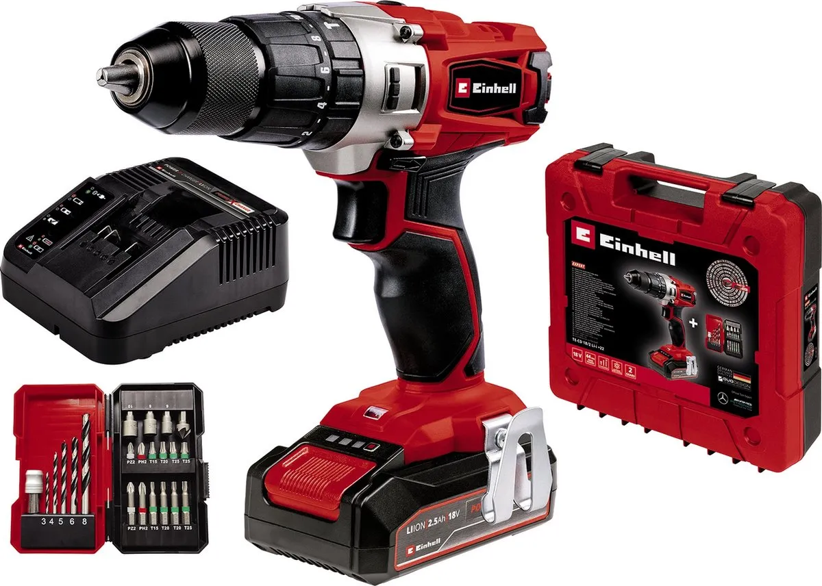 Einhell TE-CD 18/2 Li-i Accu Schroefmachine - 44 Nm - 2 Snelheden - Kit