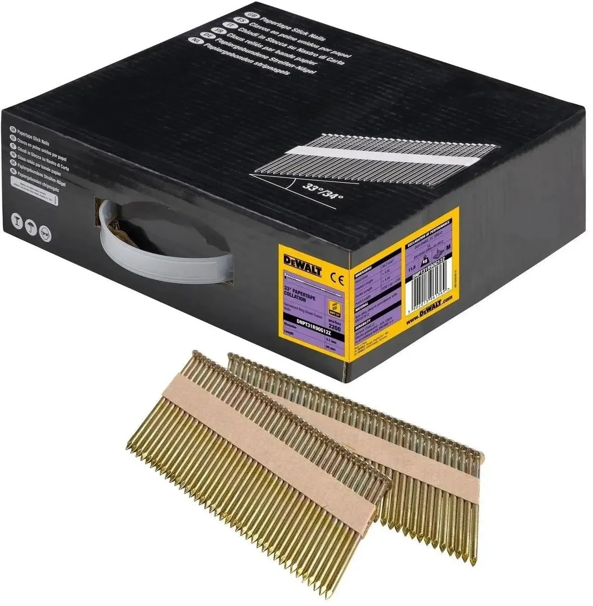 DeWalt DNPT31R90G12Z Papiergebonden Spijkers 3.1x90mm - 2200 Stuks