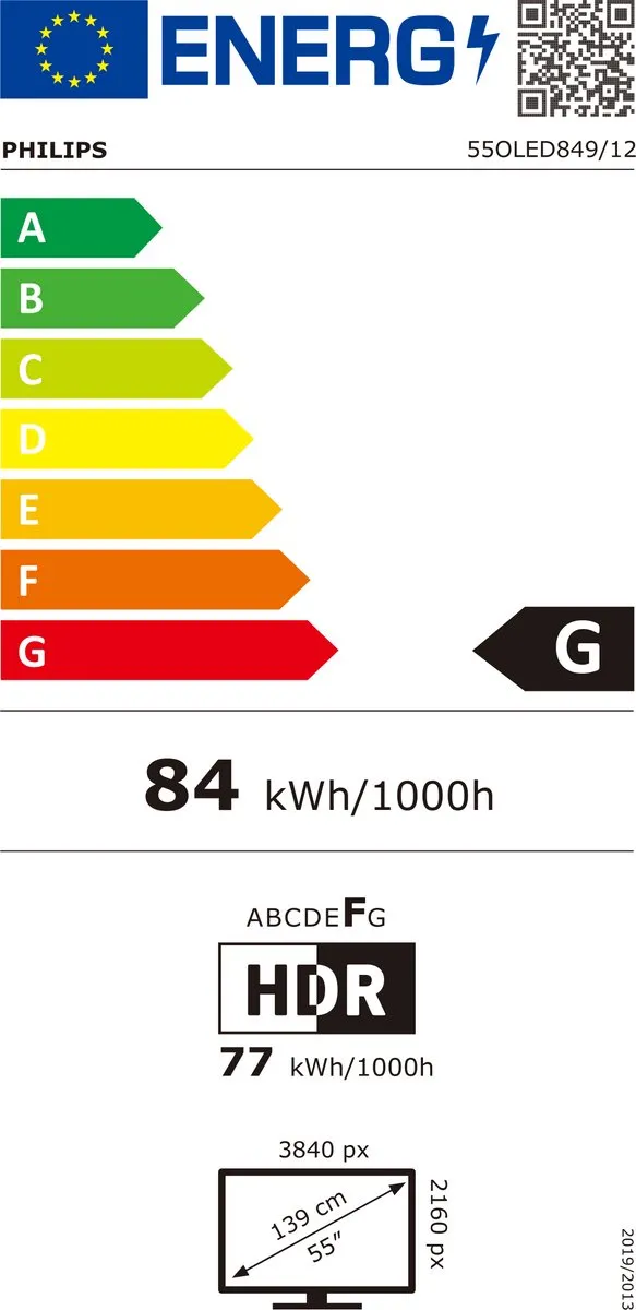 Philips 55OLED849/12 55 inch OLED TV - Zwart/Chroom