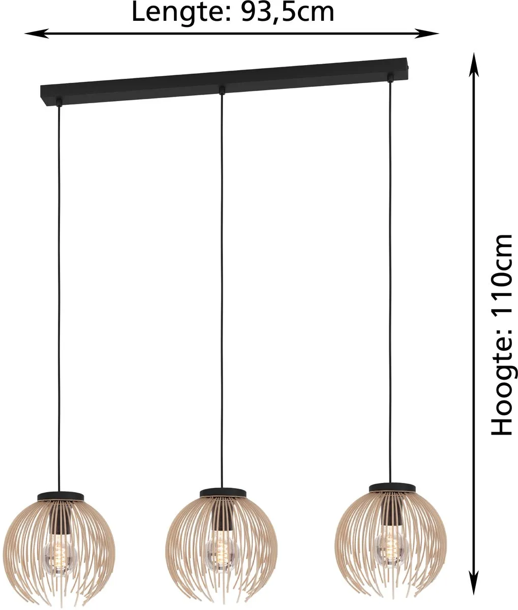 Eglo Venezuela-A Hanglamp E27 - 3 Lichthouders - Zandkleur