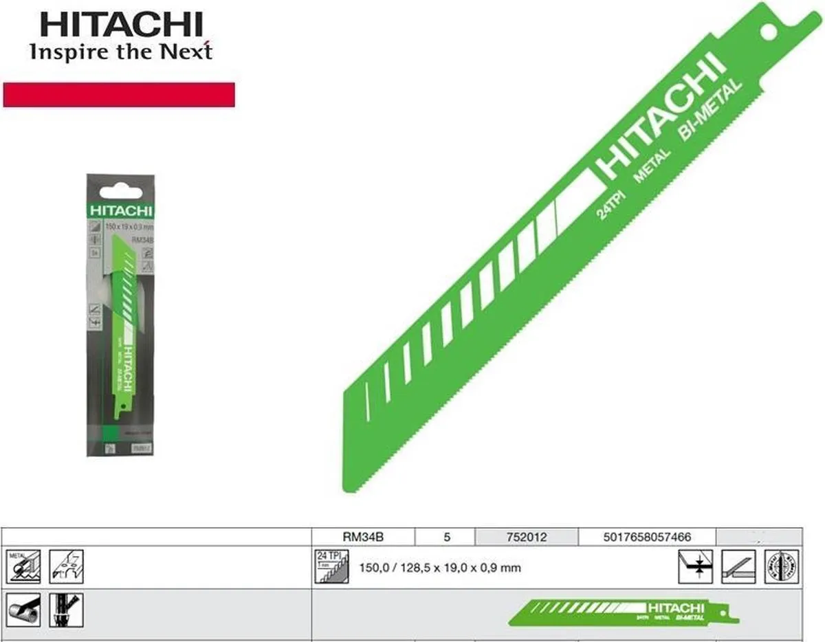 Hikoki RM34B/S922AF Schrobzaagbladen - 5 Stuks - Metaal