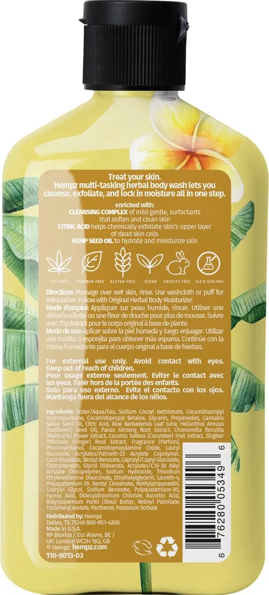 Hempz Original Floral Banana Herbal Body Wash 500ml