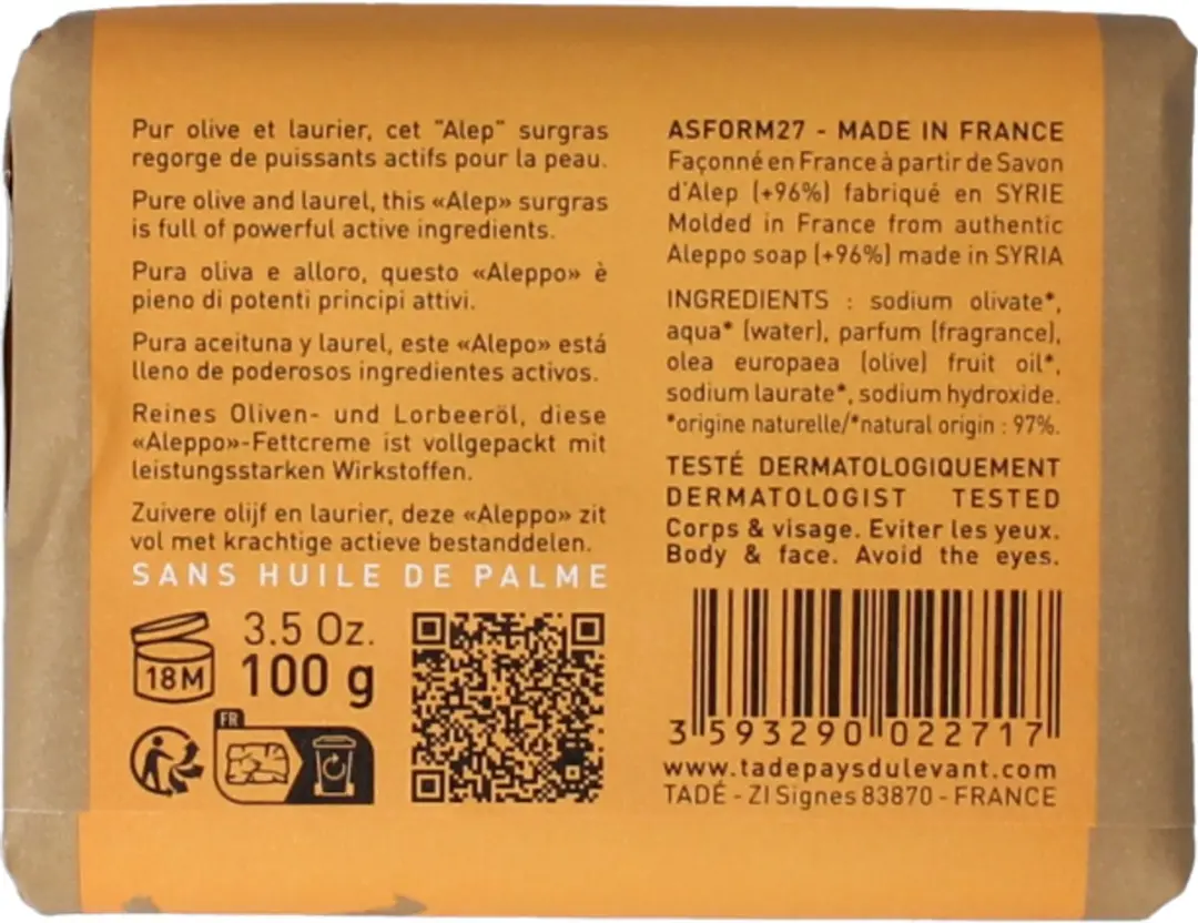 Aleppo Soap Co Fleur d’Oranger Zeep 100g