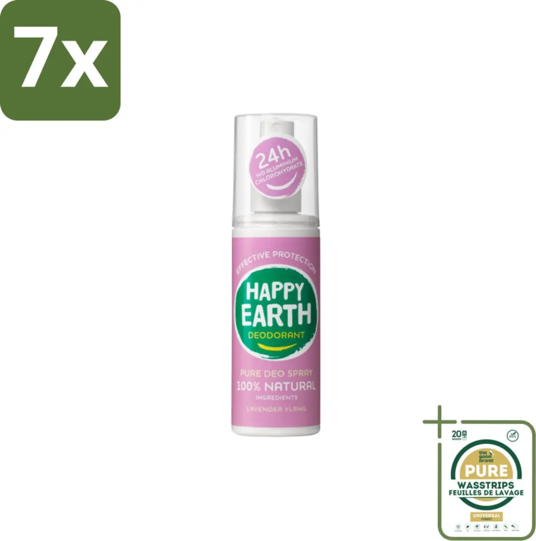 Happy Earth Deodorant Spray Lavender Ylang 100ml - 7 Stuks