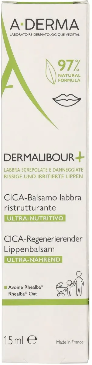 A-Derma Dermalibour+ Repairing Cica-Lip Balm 15ml