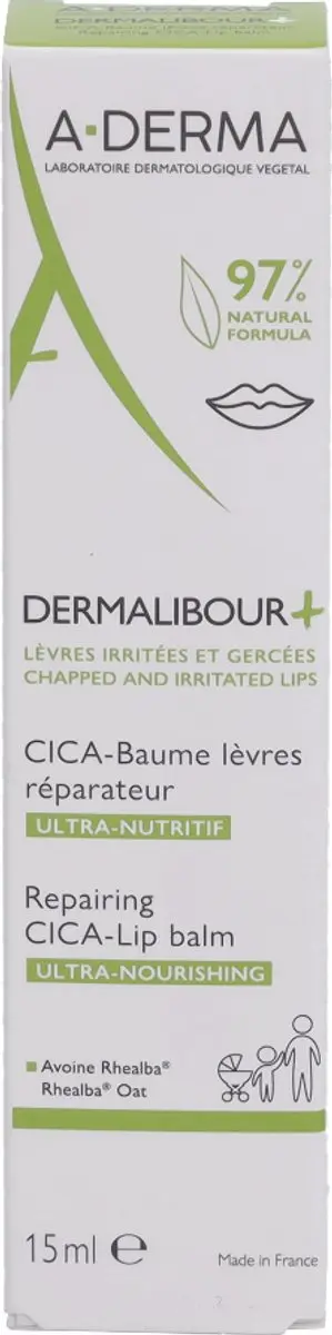A-Derma Dermalibour+ Repairing Cica-Lip Balm 15ml