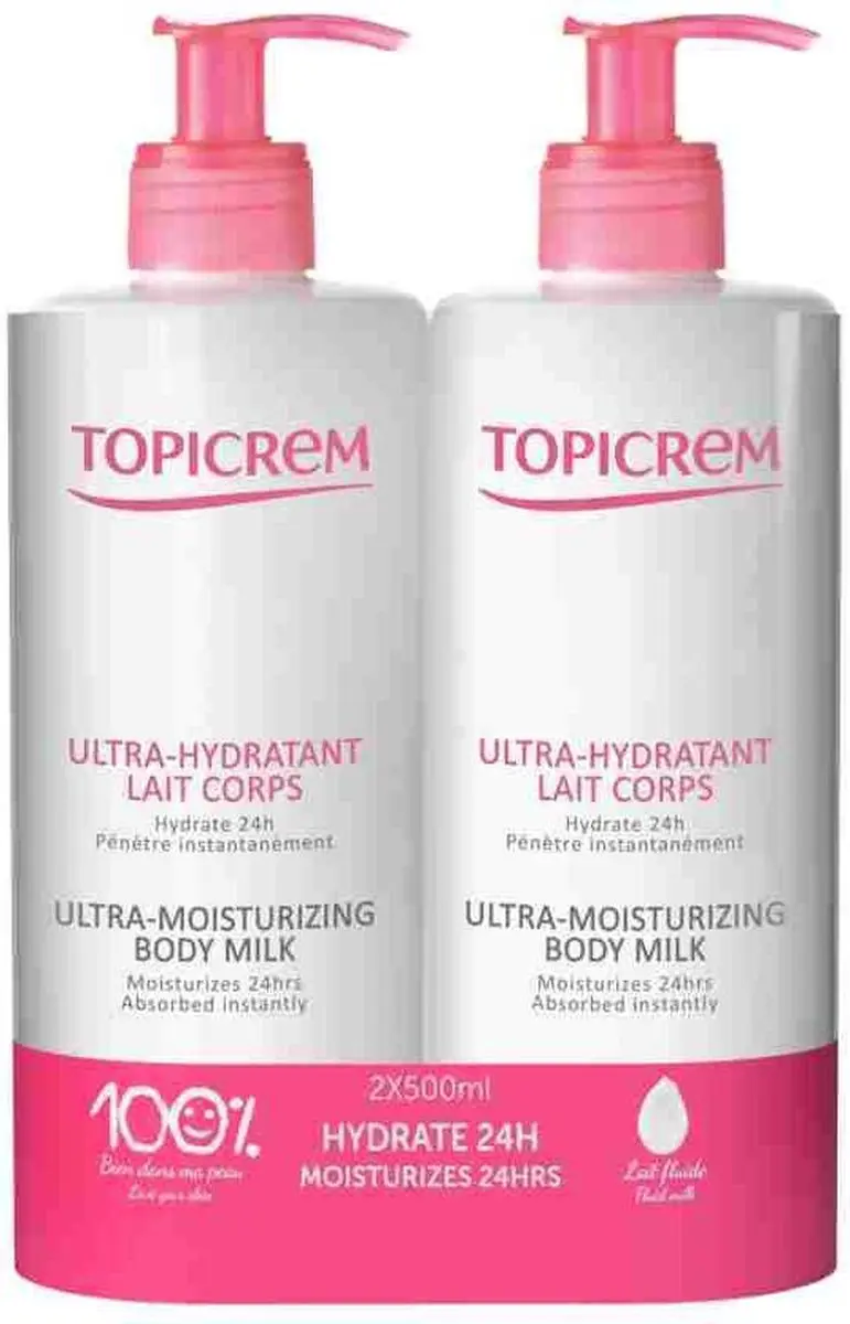 Topicrem Ultra-Moisturizing Body Milk 1000ml - 2x500ml