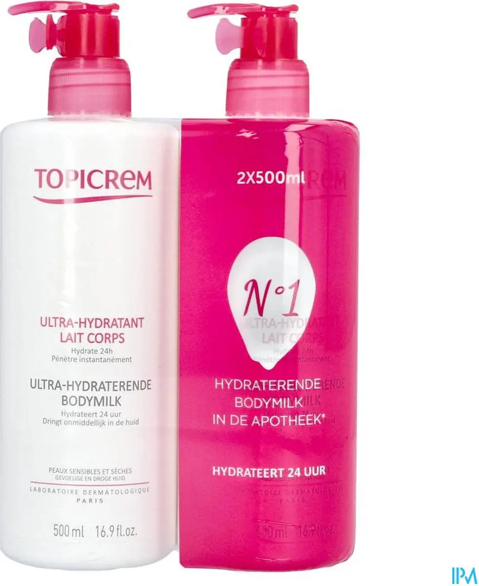 Topicrem Ultra-Moisturizing Body Milk 1000ml - 2x500ml