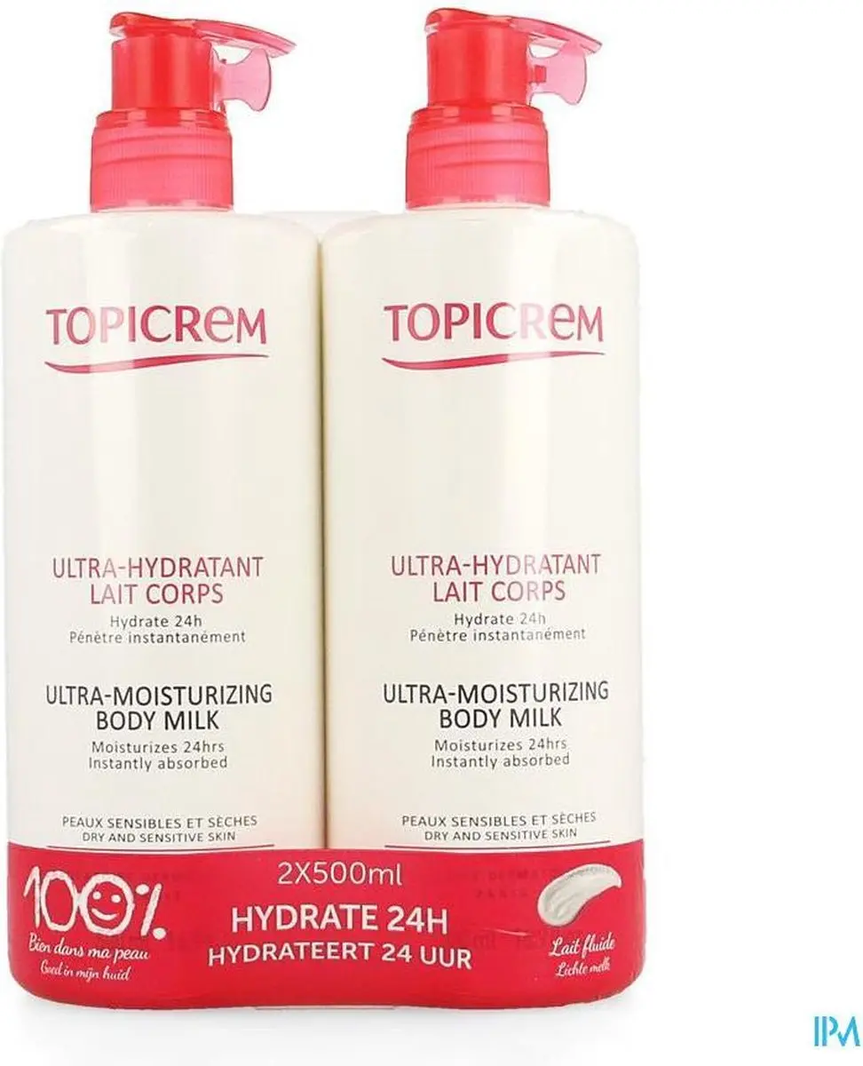 Topicrem Ultra-Moisturizing Body Milk 1000ml - 2x500ml