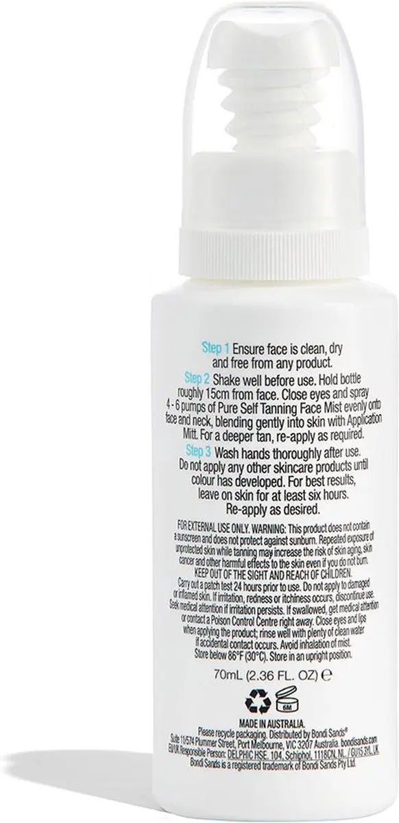 Bondi Sands Pure Self Tanning Face Mist 70ml