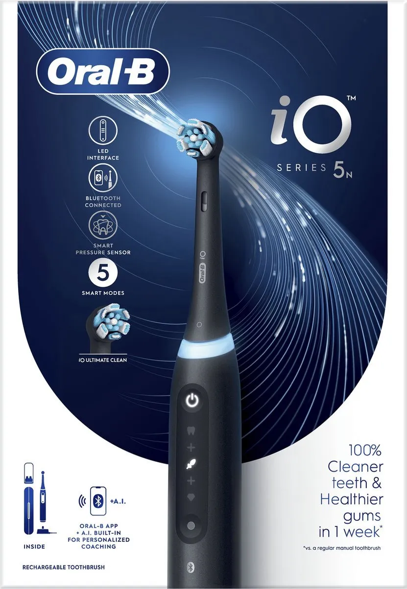 Oral-B iO 5N Startset - 5 Snelheden - 4 Opzetborstels - Zwart