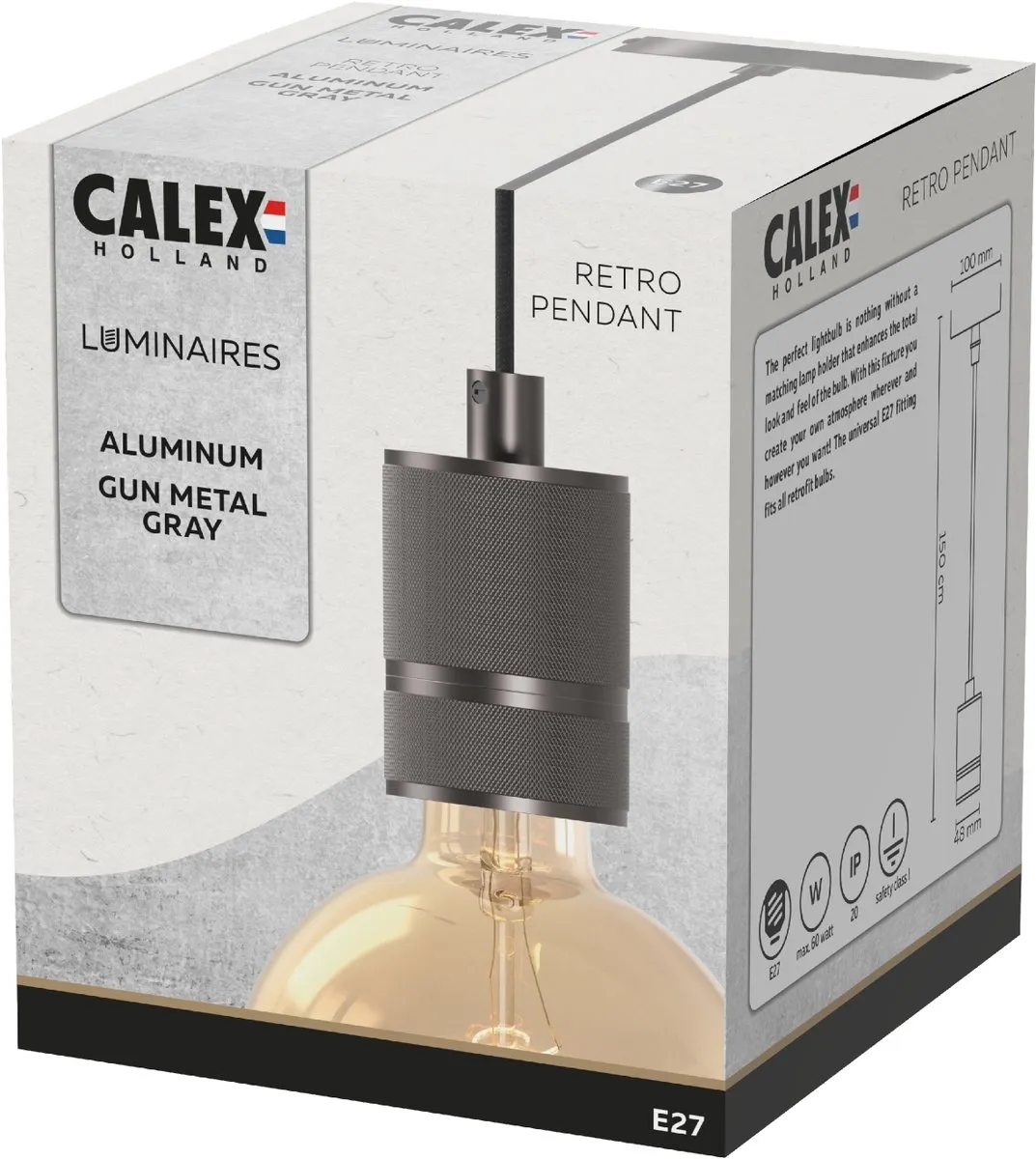Calex Retro Pendel Industrieel Hanglamp Grijs - afbeelding 6 van 6