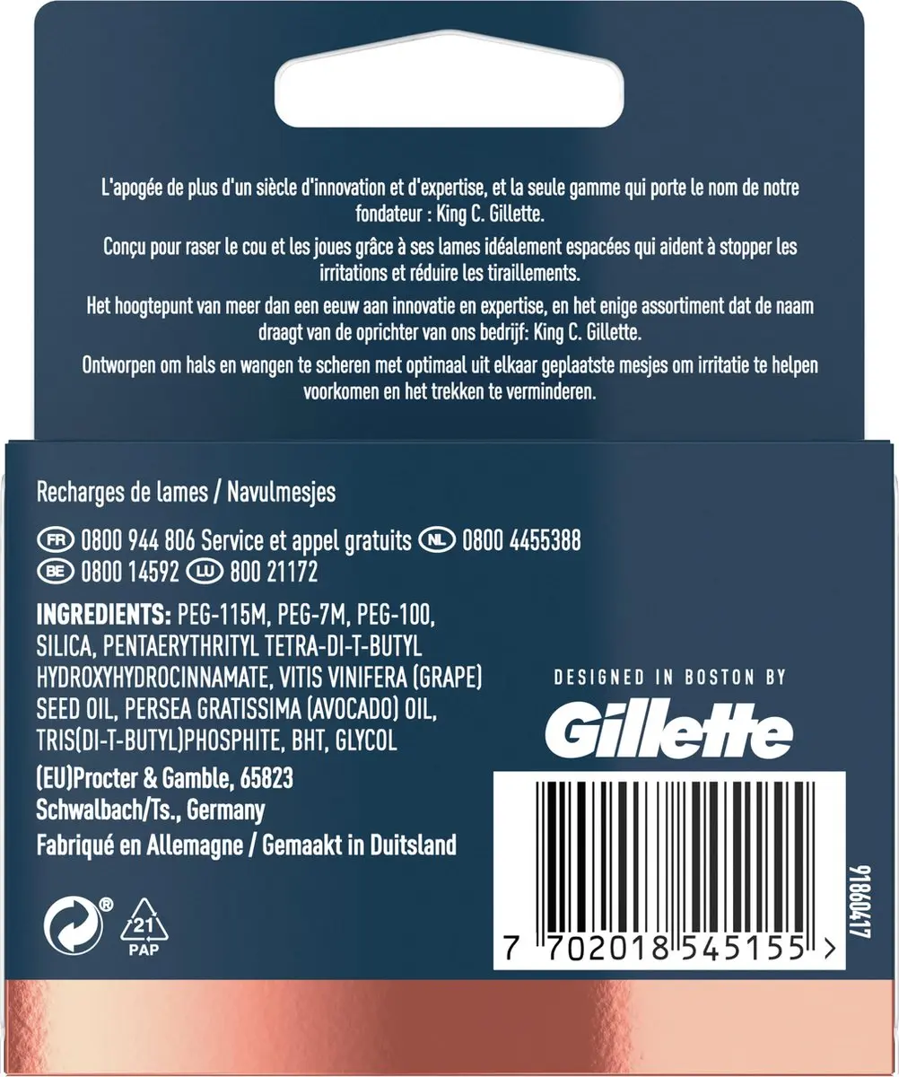 King C. Gillette Heren Scheermesjes - 3 Stuks