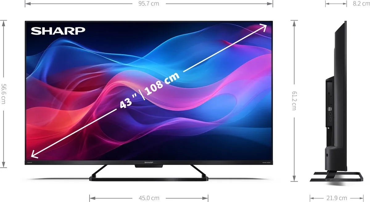 Sharp Aquos 43GR8265 - 43 inch - 144Hz 4K UHD QLED met Google TV - 2024