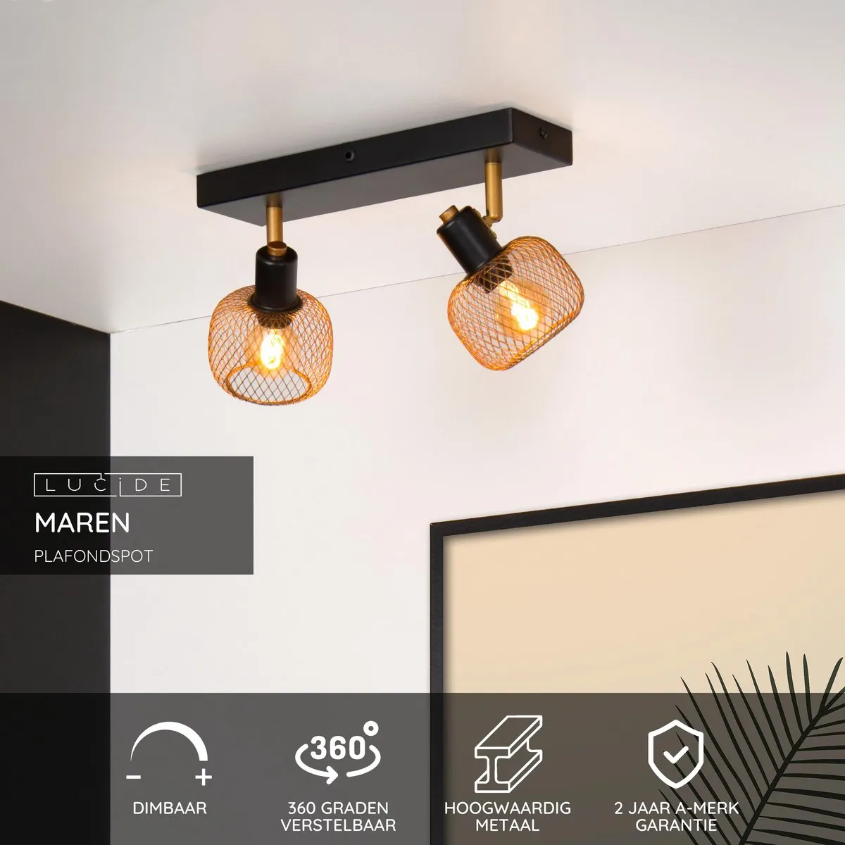 Lucide MAREN Plafondspot 2xE14 Mat Goud/Messing