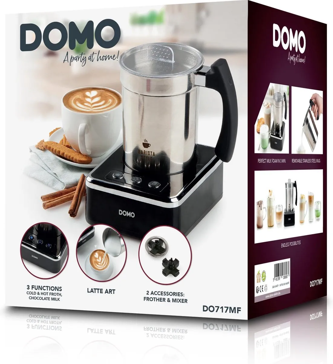 Domo DO717MF Melkopschuimer - 650W - 230ml - Zwart
