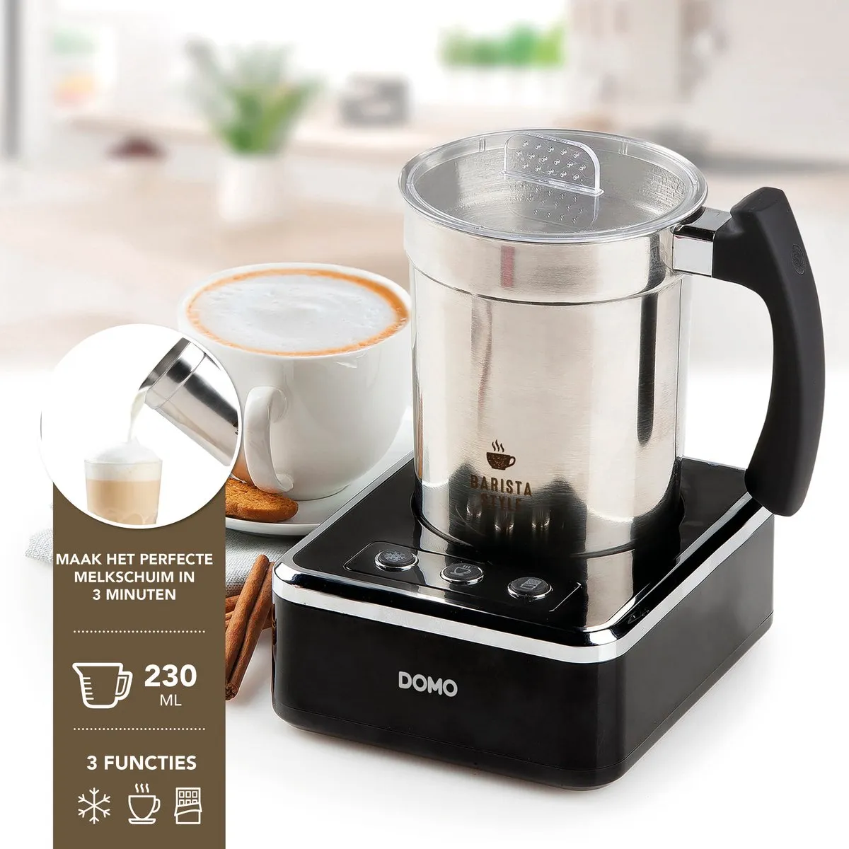 Domo DO717MF Melkopschuimer - 650W - 230ml - Zwart