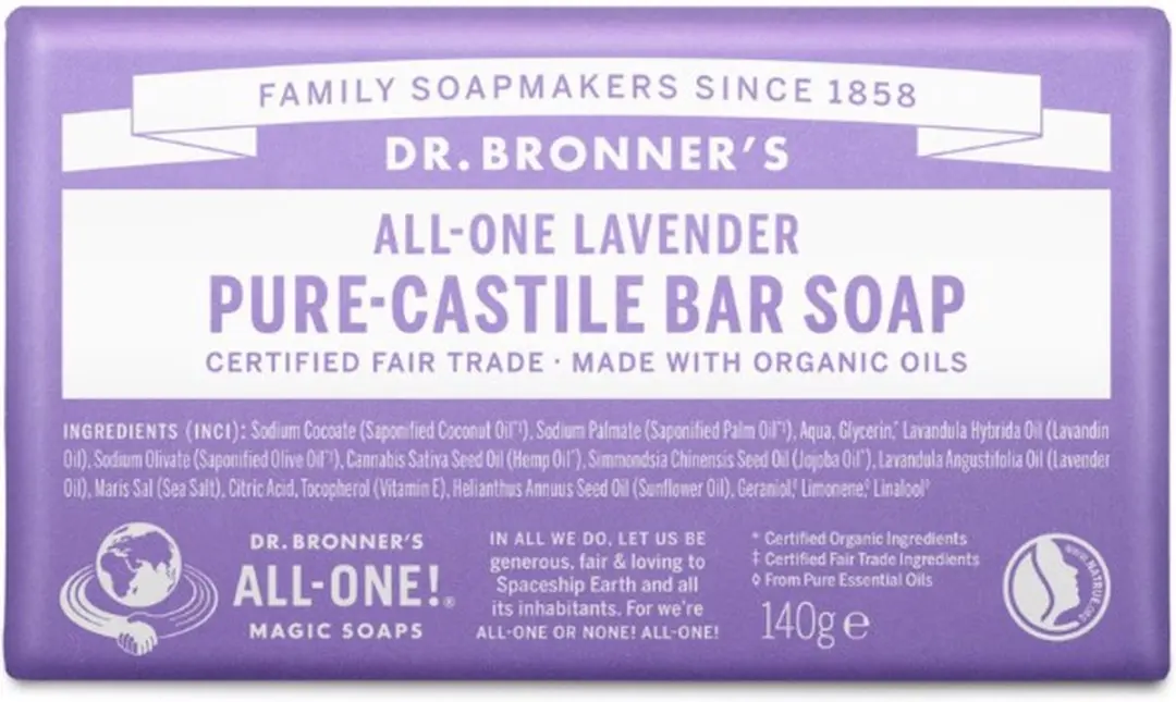 Dr. Bronner's Magic Bar Zeep Lavendel 140g - afbeelding 6 van 6