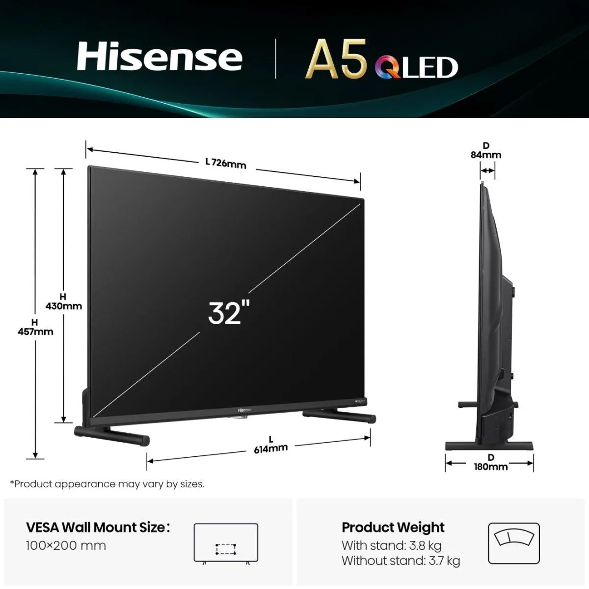 Hisense 32A5Q 32 inch QLED TV - Full HD - Zwart - afbeelding 6 van 6