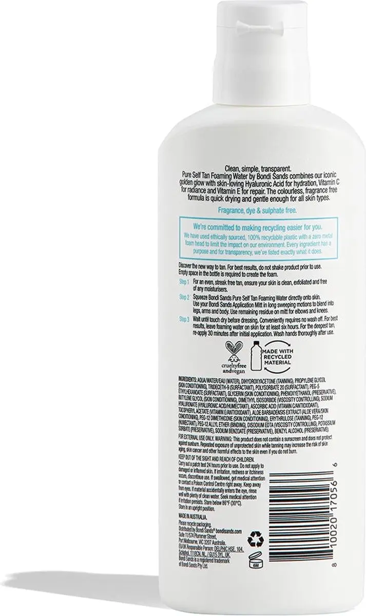 Bondi Sands Pure Self Tan Foaming Water Dark 200ml