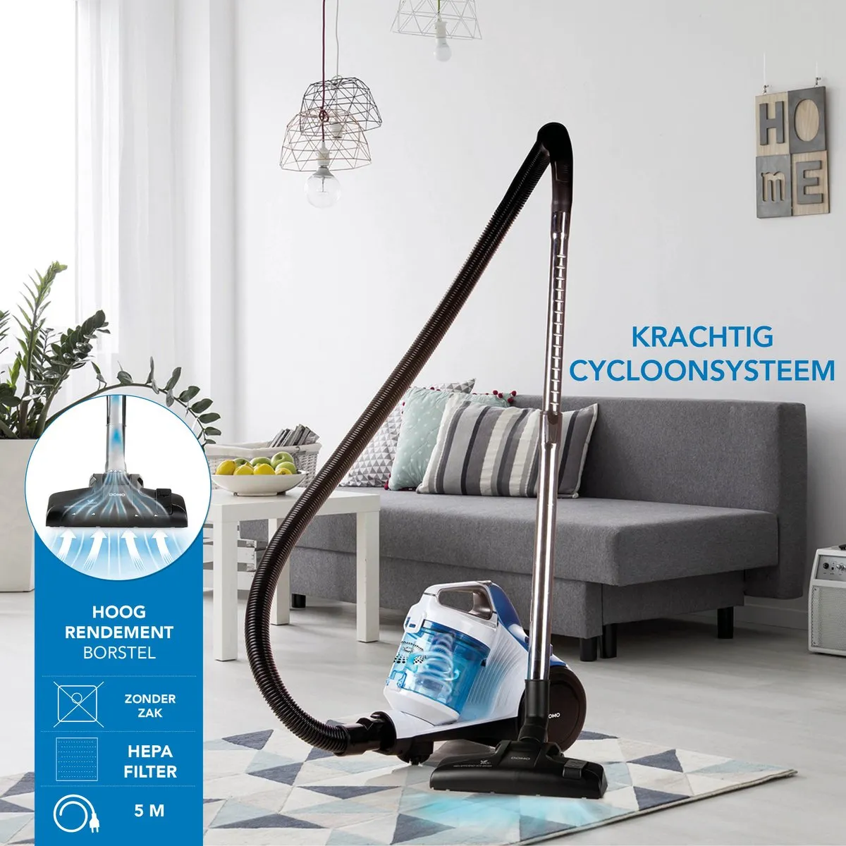Domo DO7286S Stofzuiger 700W - 1,5L - wit/blauw