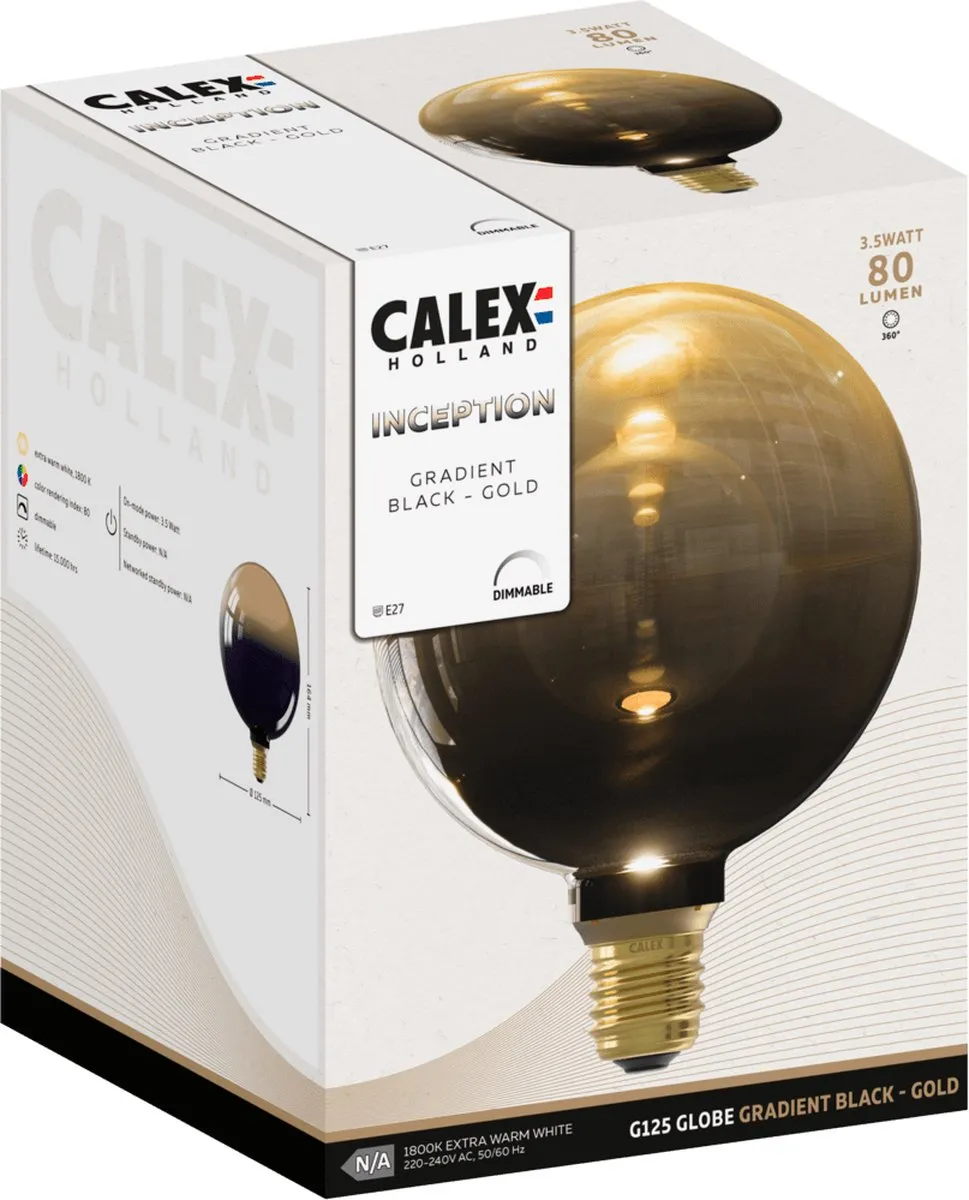 Calex Inception G125 LED Lamp 3W - E27 - Warm wit - Helder