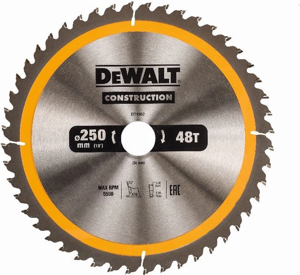 DeWalt DT1957 Extreme Cirkelzaagblad 250mm - 48T - Hout