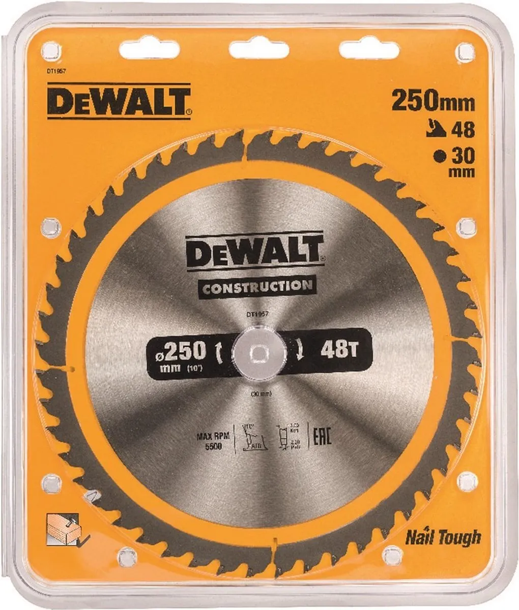 DeWalt DT1957 Extreme Cirkelzaagblad 250mm - 48T - Hout