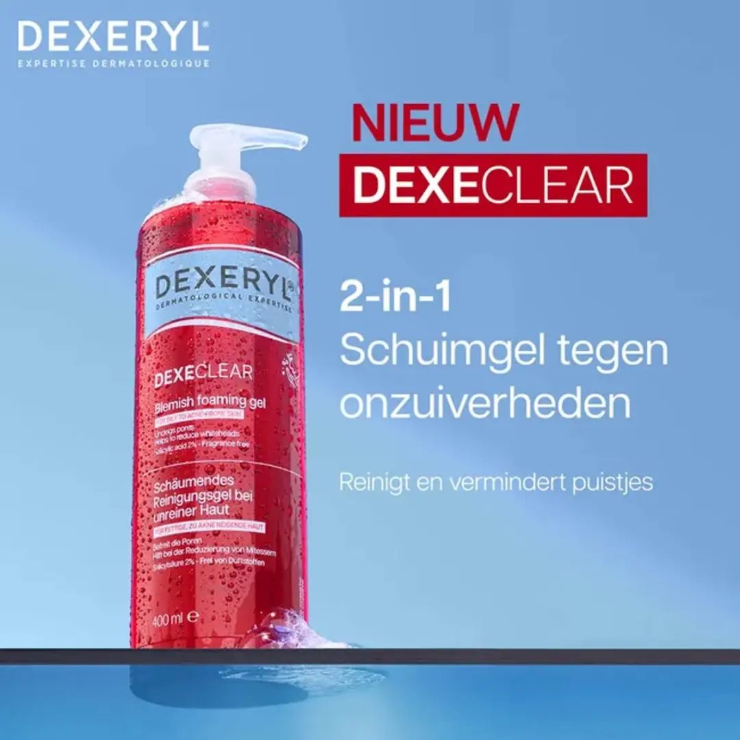 Dexeryl Dexeclear Schuimende Gel 400ml - Vette/Acne-gevoelige Huid