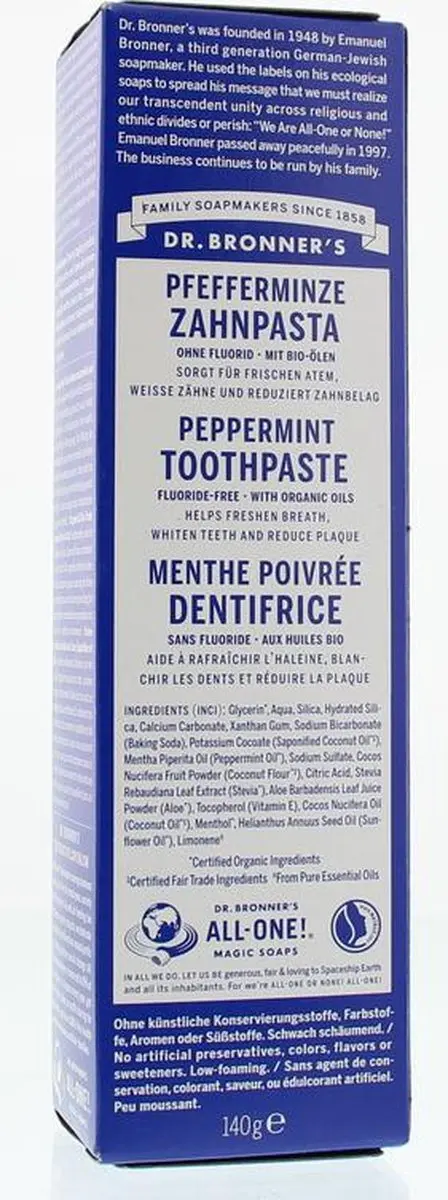 Dr. Bronner's Fluoride Vrije Tandpasta 140ml