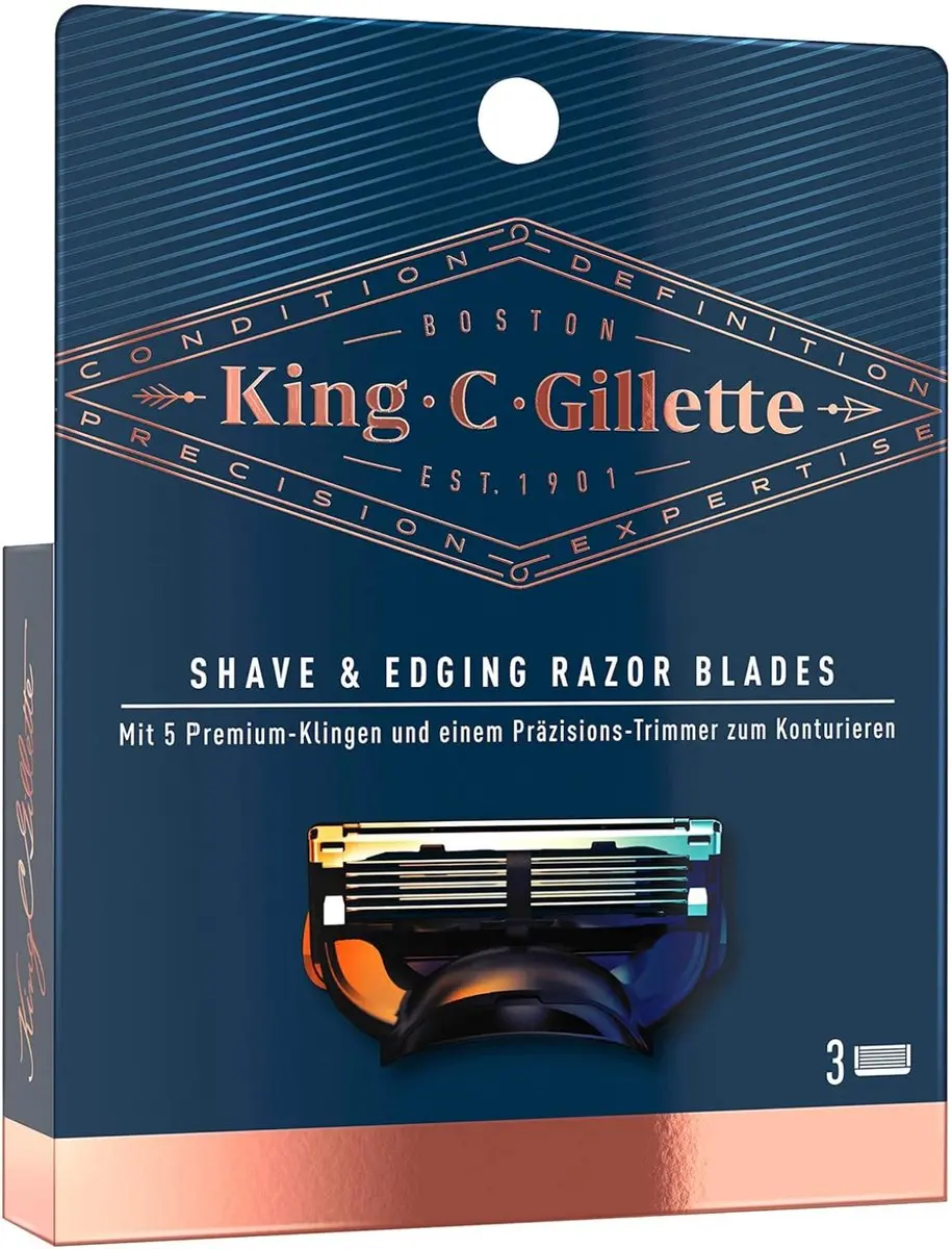 King C. Gillette Shave & Edging Scheermesjes 3 Mesjes - Blauw/Goud/Zwart