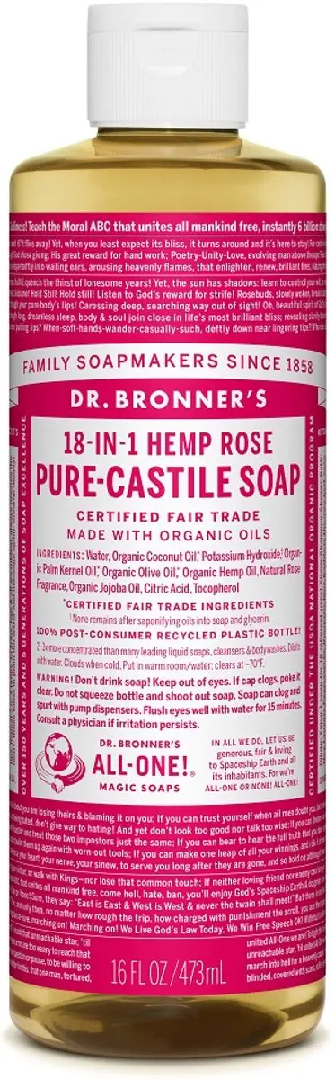 Dr. Bronner's Pure-Castile Zeep Roos 475ml - afbeelding 6 van 6