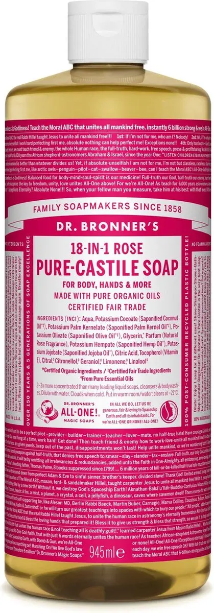 Dr. Bronner's Pure-Castile Zeep Roos 475ml