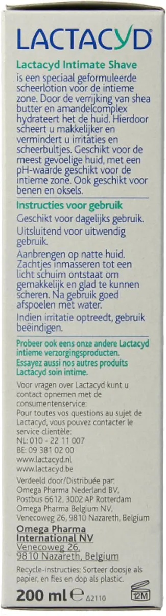 Lactacyd Intimate Shave Scheerlotion 200ml